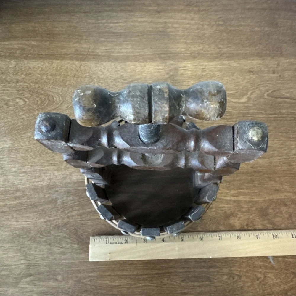 Vintage Wooden Wine Press Nut Bowl Decorative Fruit Press Rustic Farmhouse Decor